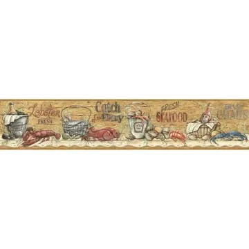Fresh Seafood Wallpaper Border