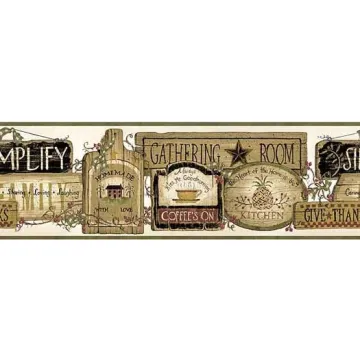 Green Gathering Room Signs Wallpaper Border