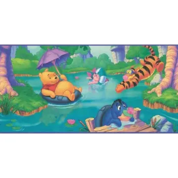 Disneys Pooh and Friends Floating Along Bord Wallpaper Border