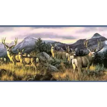 Blue Mule Deer Wallpaper Border