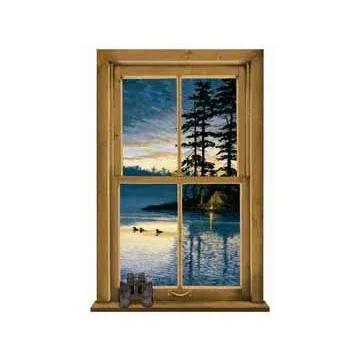 Log Cabin Scenic Window Wallpaper Mural