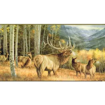 Elk Gathering Wall Paper Border