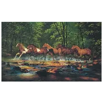 Running Horses Mural WL5528XM - 4 Left