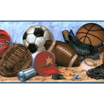 Blue All Sport Wallpaper Border