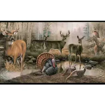 Wildlife in the Outdoors Wall Paper Border