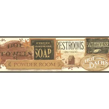 All Bathroom Signs Wallpaper Border