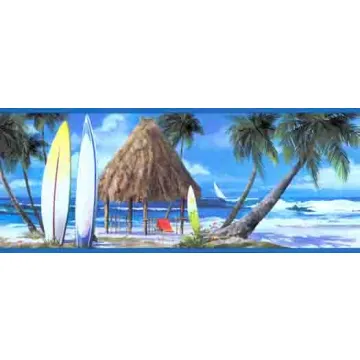 Blue Surfs Up Wallpaper Border