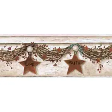 Tags and Barn Stars Wallpaper Border