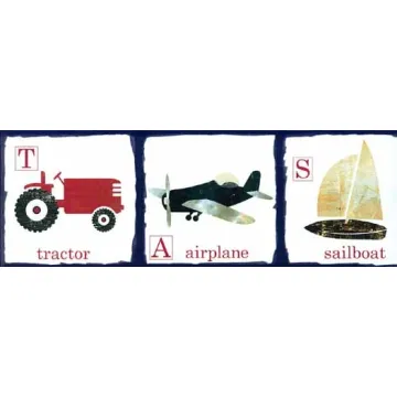Train Tractor Plane Wallpaper Border