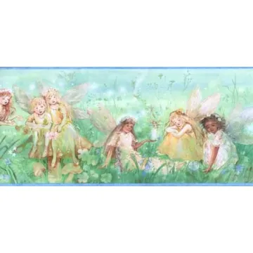 Blue Glitter Fairy Wall Border