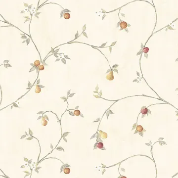 CK36609 Fruit Trail Wallpaper Red, Cream, Taupe CREATIVE KITCHENS Norwall Wallcovering