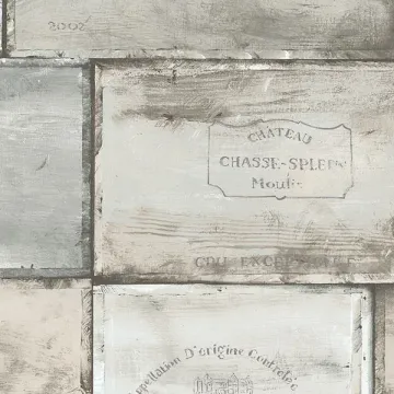 CK36613 Wine Crates Wallpaper Teal, Beige CREATIVE KITCHENS Norwall Wallcovering