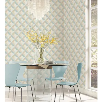 CK36618 Dimensonal Diamonds Wallpaper Beige, Teal CREATIVE KITCHENS Norwall Wallcovering