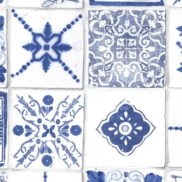 CK36621 Morrocan Tiles Wallpaper Blue CREATIVE KITCHENS Norwall Wallcovering