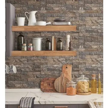CK36623 Stacked Stone Wallpaper Black, Beige CREATIVE KITCHENS Norwall Wallcovering