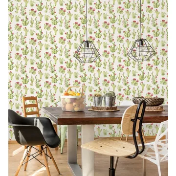 CK36630 Cactus Wallpaper Green, Red CREATIVE KITCHENS Norwall Wallcovering