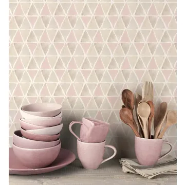 CK36636 Kitchen Triangle Wallpaper Pink, Grey CREATIVE KITCHENS Norwall Wallcovering