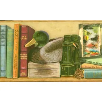 Outdoorsman Duck Decoys & Fishing Lures Bookshelf Wallpaper Border - Chesapeake