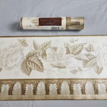 Imperial Raymond Waites Floral Beige Wallpaper Border Pre-pasted New