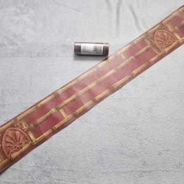 Raymond Waites Botanical Burgundy Gold Wallpaper Border Prepasted Vinyl New