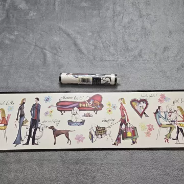Village Poodle Retro Wallpaper Border Multicolor Prepasted Vinyl New Sealed