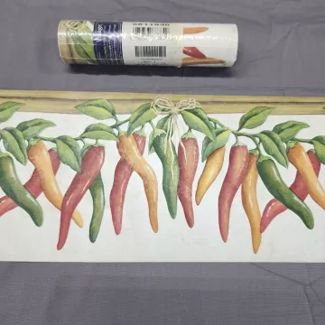 Village Chili Pepper Country Wallpaper Border Red Green Prepasted New Sealed