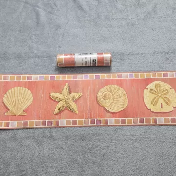 York Coastal Seashell Tile Wallpaper Border Prepasted BG1646BD New Sealed