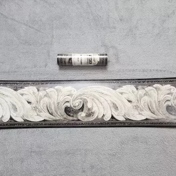 York Damask Black Cream Gray Wallpaper Border Prepasted New Sealed BG1704BD