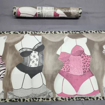 York Lingerie Leopard Zebra Wallpaper Border Pink Black Prepasted New Sealed
