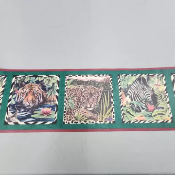 Crewcut Design Jungle Animal Print Wallpaper Border Green New Prepasted