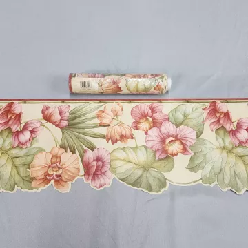 Unbranded Tropical Floral Pink Green Wallpaper Border New Prepasted Die-Cut