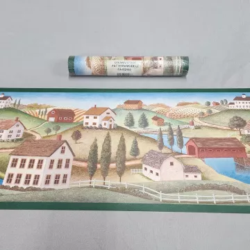 Brownstone Scenic Country Landscape Multicolor Wallpaper Border Prepasted New