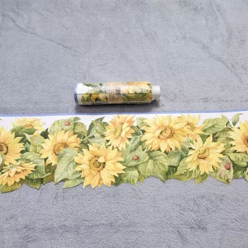 Unbranded Sunflower Ladybug Floral Wallpaper Border Yellow Green Prepasted New