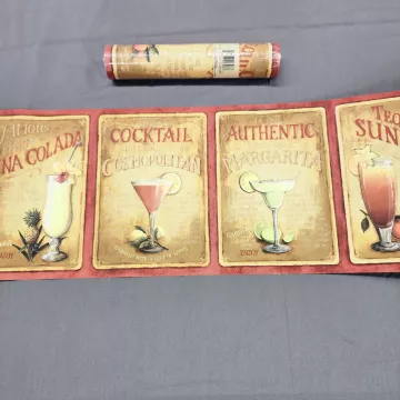 Imperial Retro Cocktail Recipe Wallpaper Border Prepasted Vinyl New