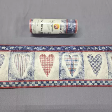 Norwall Country Hearts Red Blue Wallpaper Border Prepasted Vinyl New Sealed