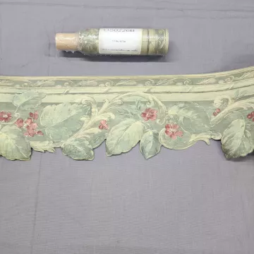 Country Floral Sage Green Pink Wallpaper Border Prepasted Die-Cut New Sealed