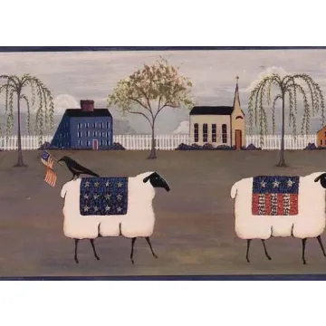 Patriotic Sheep Wallpaper Border