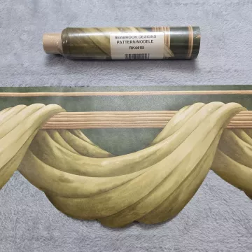Seabrook Designs Swag Green Gold Wallpaper Border New Sealed Prepasted Vinyl