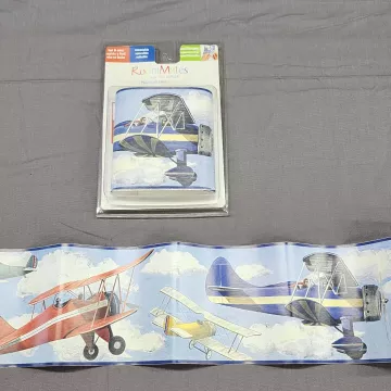RoomMates Vintage Airplane Blue Wallpaper Border New Peel and Stick