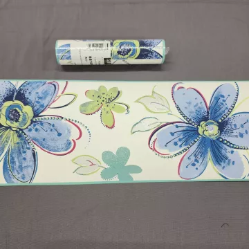 York Wallcoverings Floral Blue Wallpaper Border New Sure Strip Prepasted
