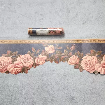 Cornerstone Rose Floral Navy Blue Wallpaper Border New Sealed Prepasted Vinyl