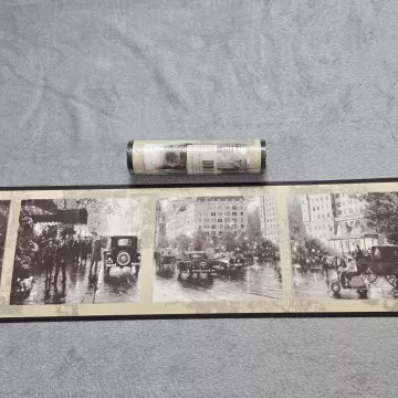 Scenic Antique City Street Wallpaper Border Pre-pasted Vinyl New Sealed