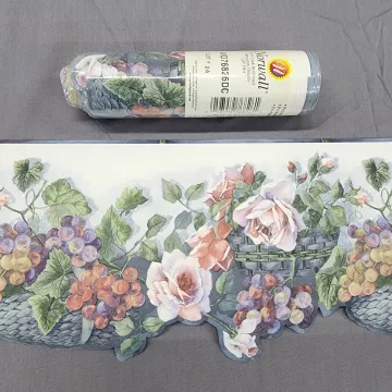 Norwall Floral Grape Country Wallpaper Border Multicolor Prepasted New Sealed