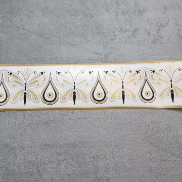 York Wallcoverings Art Deco Butterfly Gold Black Wallpaper Border Prepasted New