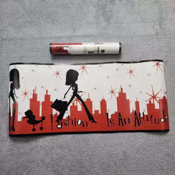 York Earth 2 Jane Red Black White Wallpaper Border New Sealed Prepasted