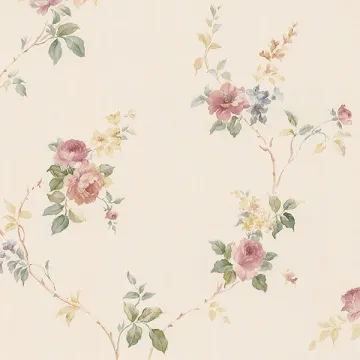 CN24623 White Wedding Trail Wallpaper Pink, Cream, Yellow, Blue Rose Garden 2 Norwall Wallcovering