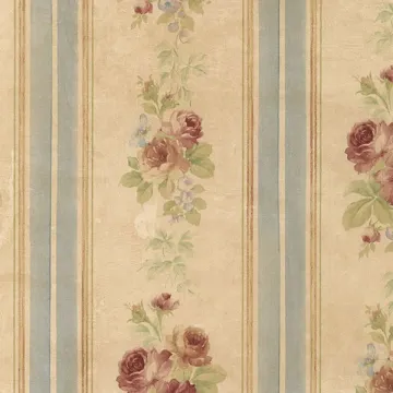 CN26573 Small Rose Stripe Wallpaper Beige, Red, Blue, Green Garden 2 Norwall Wallcovering