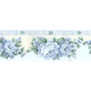 Blue Die Cut Rose Wallpaper Border