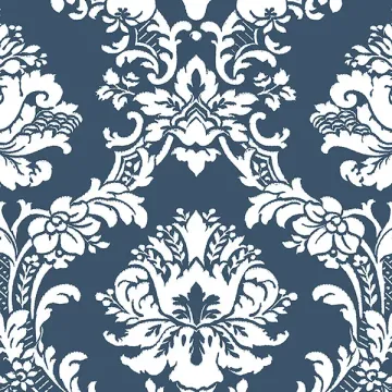 CS35600 Document Damask Wallpaper Blue, Pearl Classic Silks 2 Norwall Wallcovering