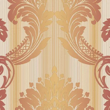 CS35604 String Damask Wallpaper Red, Orange, Metallic Gold Classic Silks 2 Norwall Wallcovering